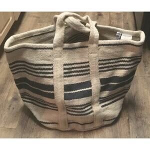 POM POM @ HOME SAVANNAH IVORY NAVY TOTE NEW